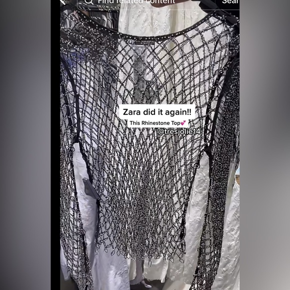 Sold NWT Zara RHINESTONE MESH TOP. Size medium/large. - Picture 3 of 9